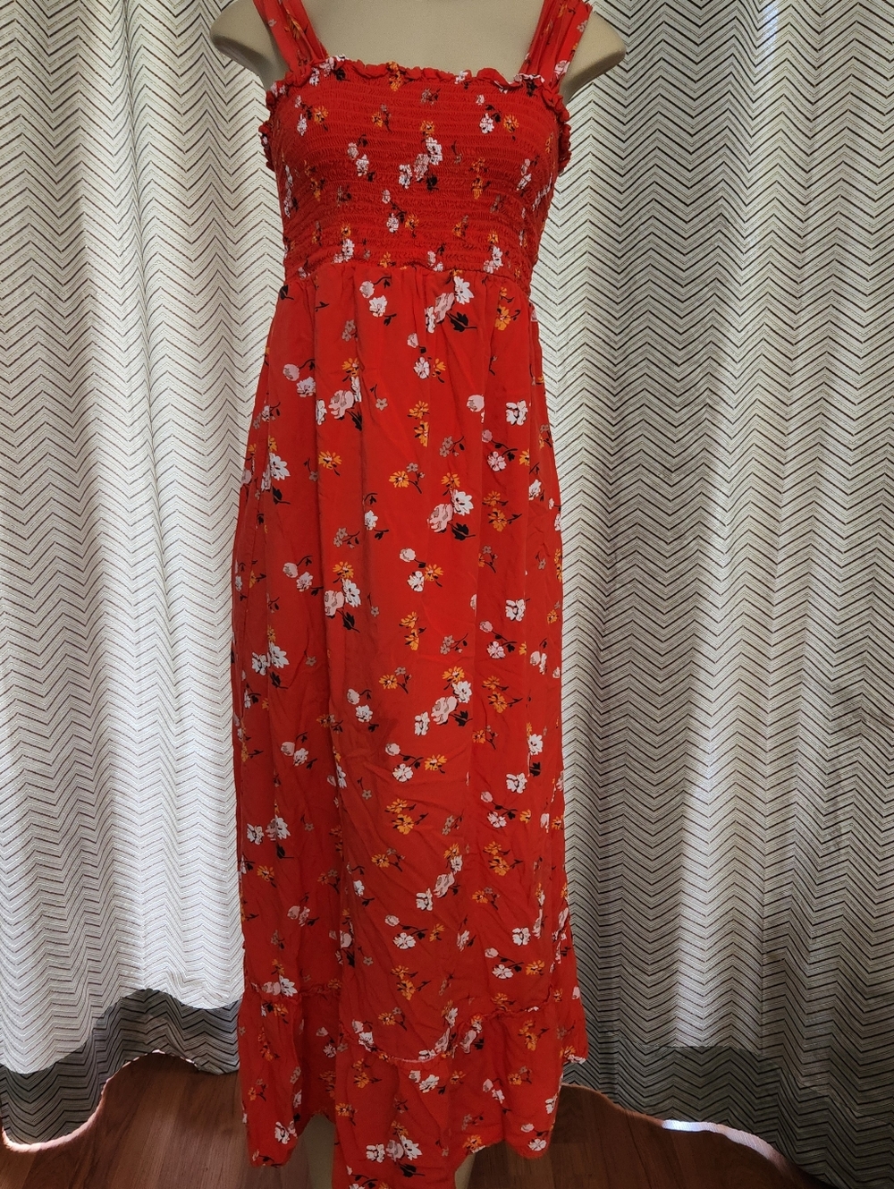 Isabel Maternity by Ingrid & Isabel Red Floral Smocked Maxi Dress